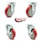 Service Caster Avantco HPCASTNB HPCASTWB Swivel Caster Replacement Set AVA-SCC-20S514-PPUB-RED-TP2-2-TLB-2 - alternate 3
